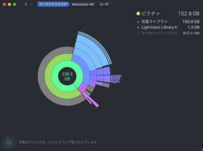 外付けSSD SAMSUNG PotableSSD T5を使う前のMacの写真容量